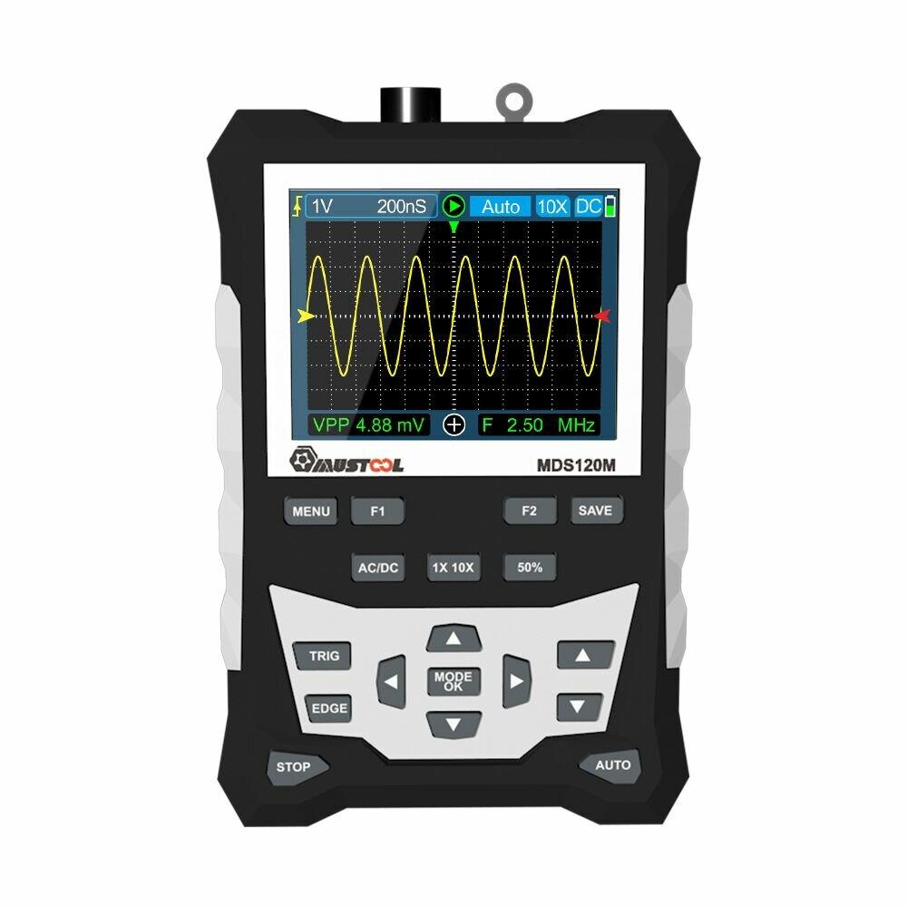 MUSTOOL MDS120M Professional Digital Oscilloscope 120MHz Analog Bandwidth 500MS/s Sampling Rate 320x240 LCD Screen Support Waveform Storage with Backlight - Zen Craft