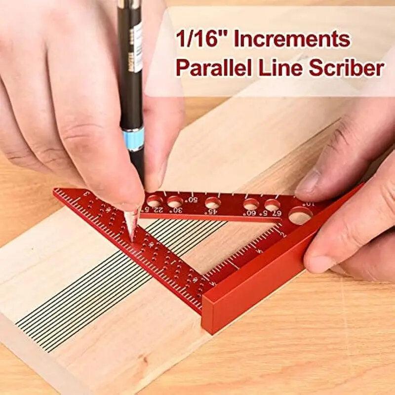 4 Inch Red Aluminum Alloy Triangle Ruler High Precision for Woodworking Carpentry Marking Gauge Angles 90 Degree Measuring Square - Zen Craft