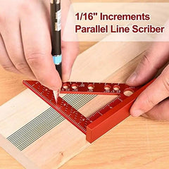 4 Inch Red Aluminum Alloy Triangle Ruler High Precision for Woodworking Carpentry Marking Gauge Angles 90 Degree Measuring Square - Zen Craft