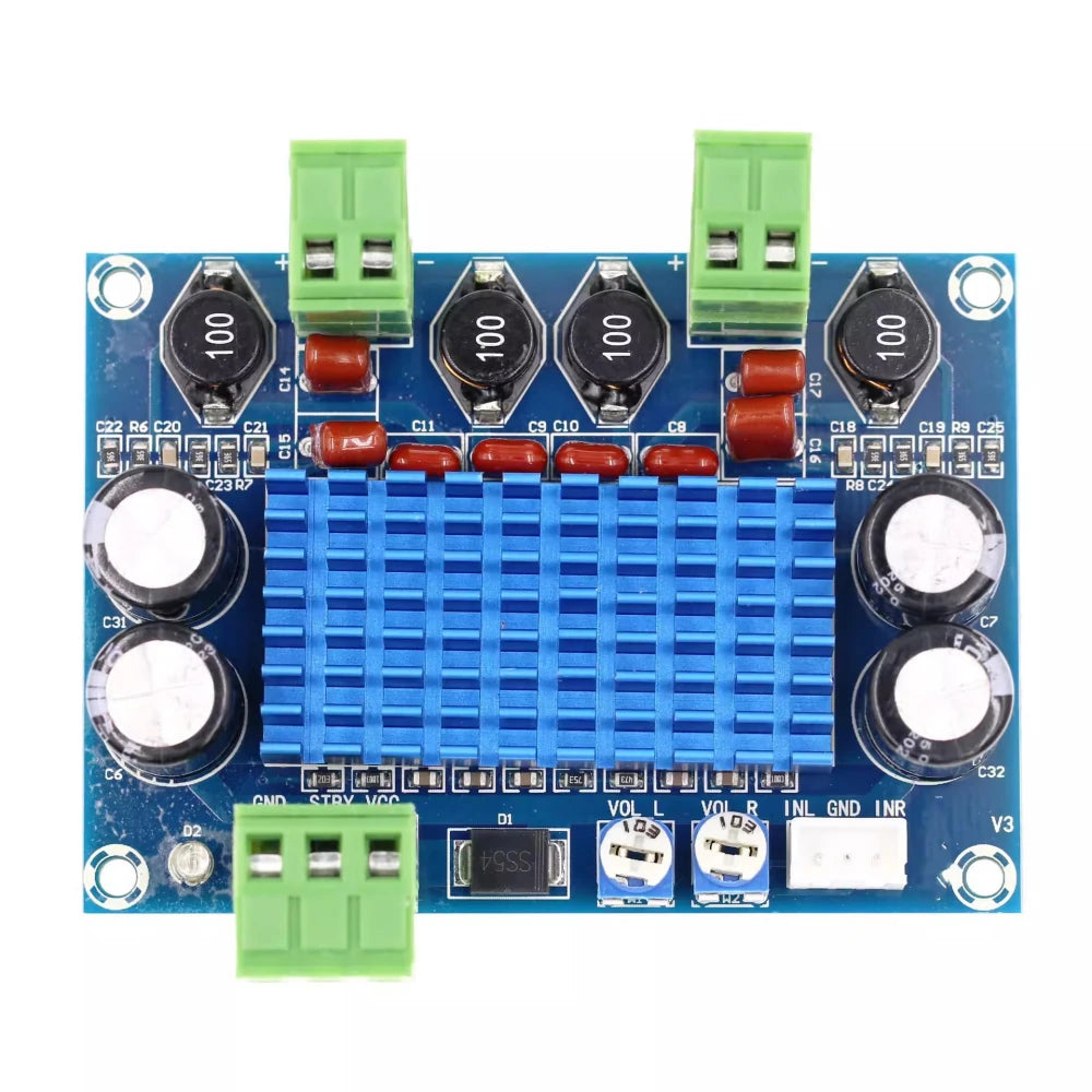 XH-M572 TPA3116D2 Digital Power Amplifier Board High Power 2x120W Chassis 5V 24V 28V 120W Audio Module