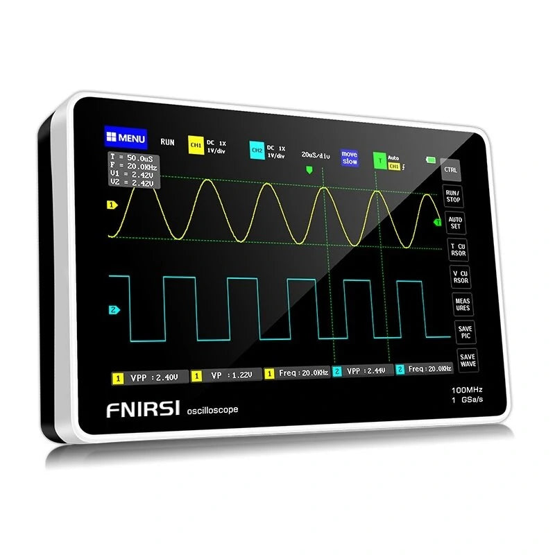 FNIRSI 1013D 7-inch Digital 2 Channels Tablet Oscilloscope 100M Bandwidth 1GS/s Sampling Rate