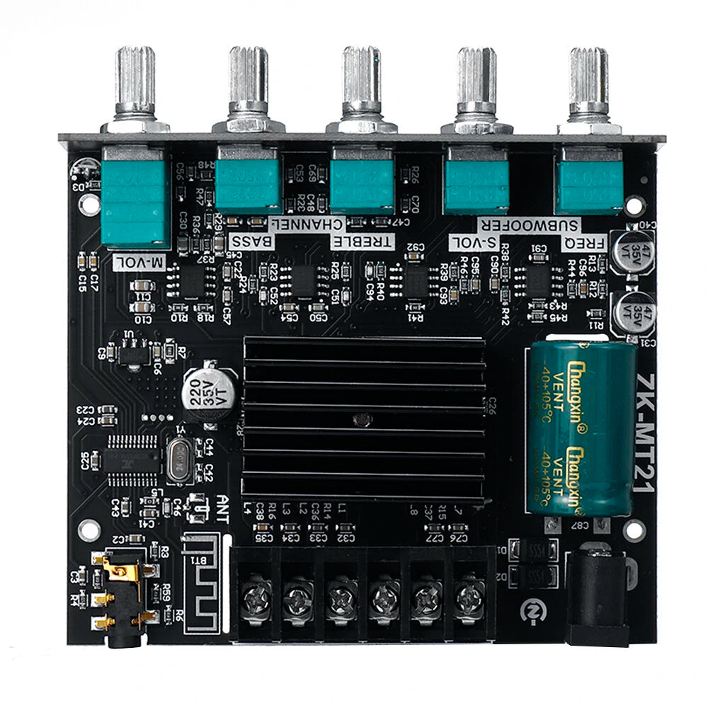 ZK-MT21 bluetooth 5.0 Subwoofer Amplifier Board 50WX2+100W 2.1 Channel Power Audio Stereo Amplifier Tone Board Bass AMP AUX