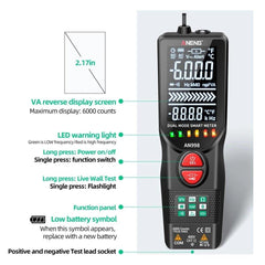 ANENG AN998 Automatic Digital Professional Multimeter 6000 Counts Electric Auto Ranging AC/DC Voltmeter Temp Ohm Hz Tester Tool - Zen Craft