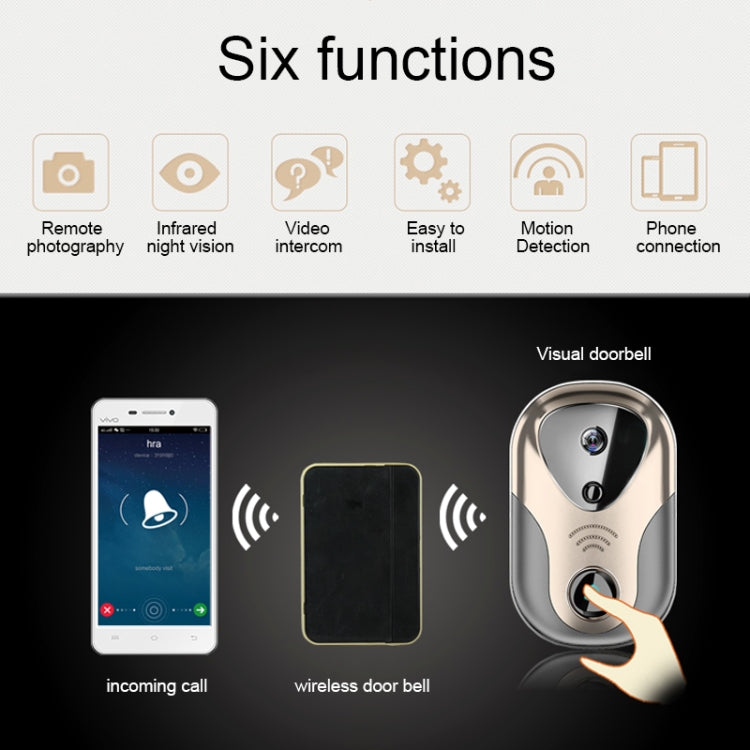 163Eye L1-NJ Smart Visual WIFI 1.3MP Network HD Intercom Doorbell , Support Micro SD Card & Night Vision, 163Eye Gold, 163Eye