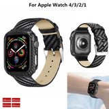 Genuine Leather Carbon Fiber Strap + Frame for Apple Watch Series 4 40mm, Apple Watch Series 4 40mm