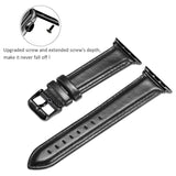 Black Buckle Leather Watch Band For Apple Watch Series 10 42mm / 9&8&7 41mm / SE 3&SE 2&6&SE&5&4 40mm / 3&2&1 38mm, For Apple Watch Series 8&7 41mm / SE 2&6&SE&5&4 40mm / 3&2&1 38mm