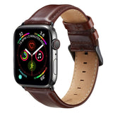 Black Buckle Leather Watch Band For Apple Watch Series 10 42mm / 9&8&7 41mm / SE 3&SE 2&6&SE&5&4 40mm / 3&2&1 38mm, For Apple Watch Series 8&7 41mm / SE 2&6&SE&5&4 40mm / 3&2&1 38mm
