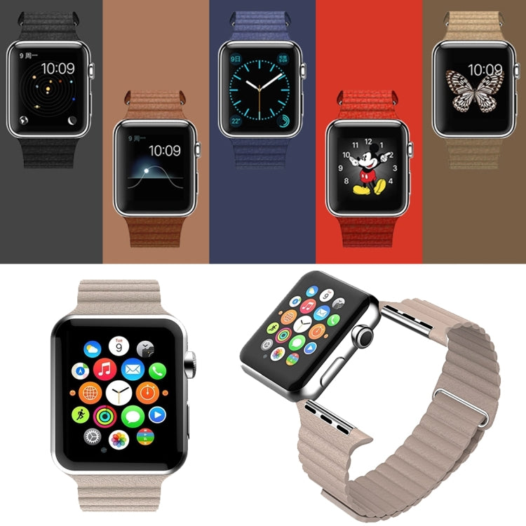 For Apple Watch 38mm Loop Magnetic Closure Clasp PU Leather Watch Band