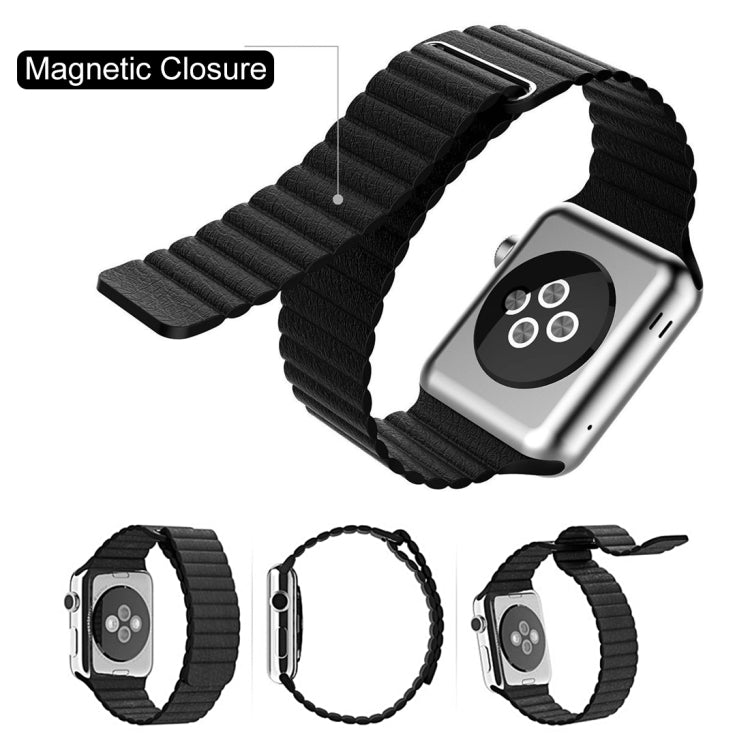 For Apple Watch 38mm Loop Magnetic Closure Clasp PU Leather Watch Band