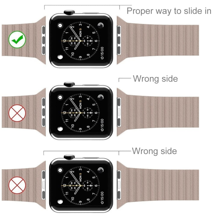 For Apple Watch 42mm Loop Magnetic Closure Clasp PU Leather Watch Band