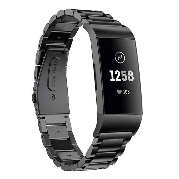 Three Beads Slingshot Buckle Solid Stainless Steel Watch Band for Fitbit Charge 3