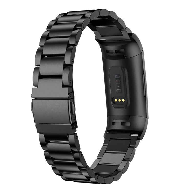 Three Beads Slingshot Buckle Solid Stainless Steel Watch Band for Fitbit Charge 3