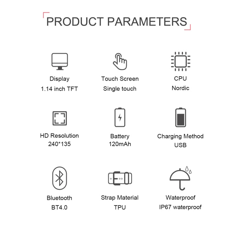 TD19 1.14 inches IPS Screen Smart Bracelet IP67 Waterproof, Support Call Reminder / Heart Rate Monitoring / Blood Pressure Monitoring / Sleep Monitoring / Remote Camera