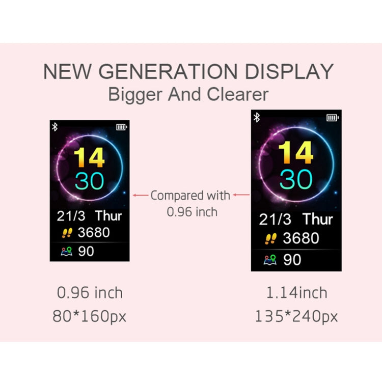 TD19 1.14 inches IPS Screen Smart Bracelet IP67 Waterproof, Support Call Reminder / Heart Rate Monitoring / Blood Pressure Monitoring / Sleep Monitoring / Remote Camera