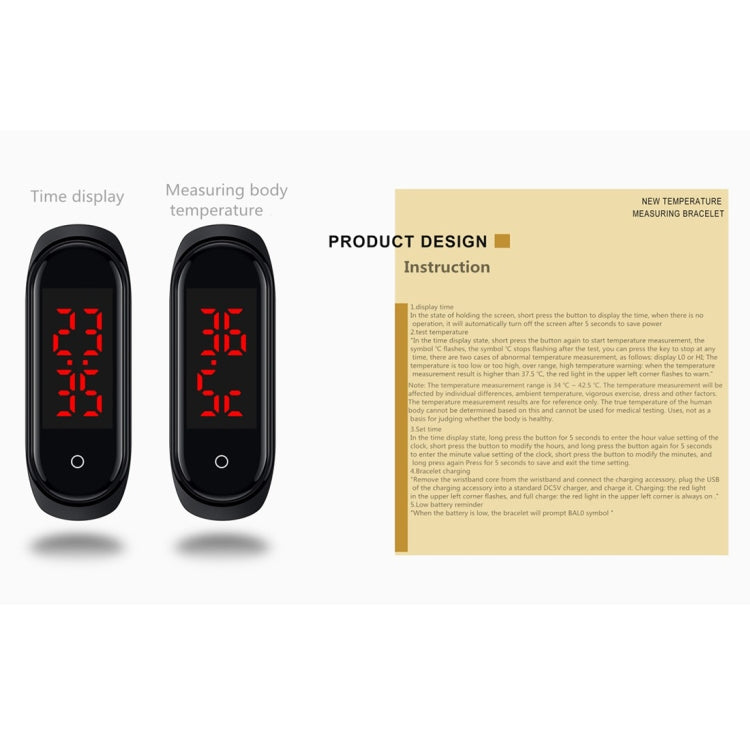 V8 Smart Temperature Monitoring Bracelet, Temperature Measurement Range: 30-45 Degrees Celsius