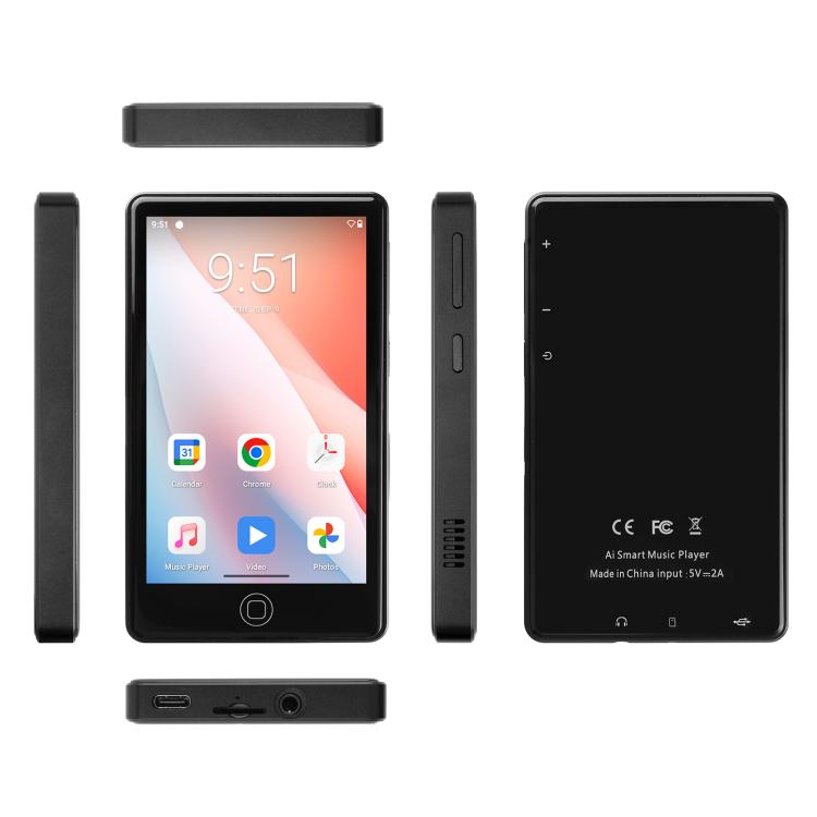 UNIWA MP004 4.0 inch IPS Screen Android 14 AI Smart Music Player Mini Tablet PC 4GB+64GB, 4GB+64GB