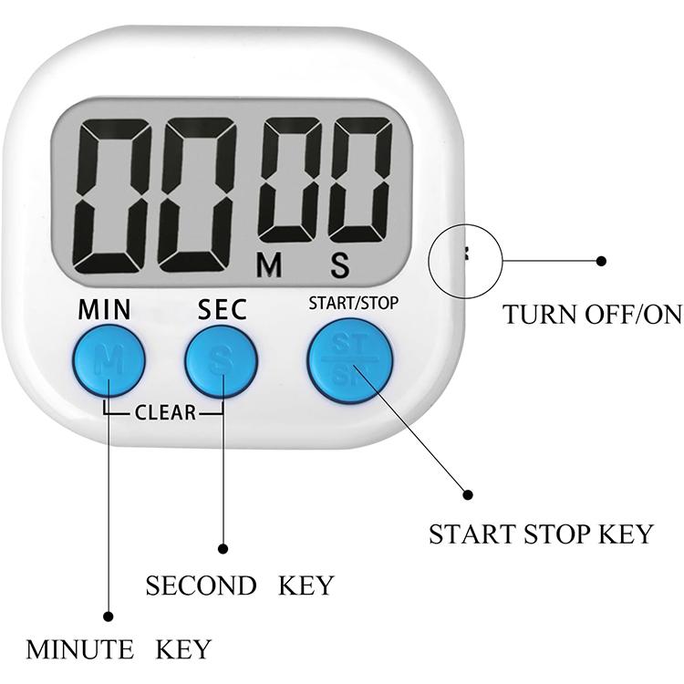 Digital Kitchen Timer Electronic Alarm Magnetic Backing with LCD Display for Cooking Baking Sports Games Office, 118, HX103-2