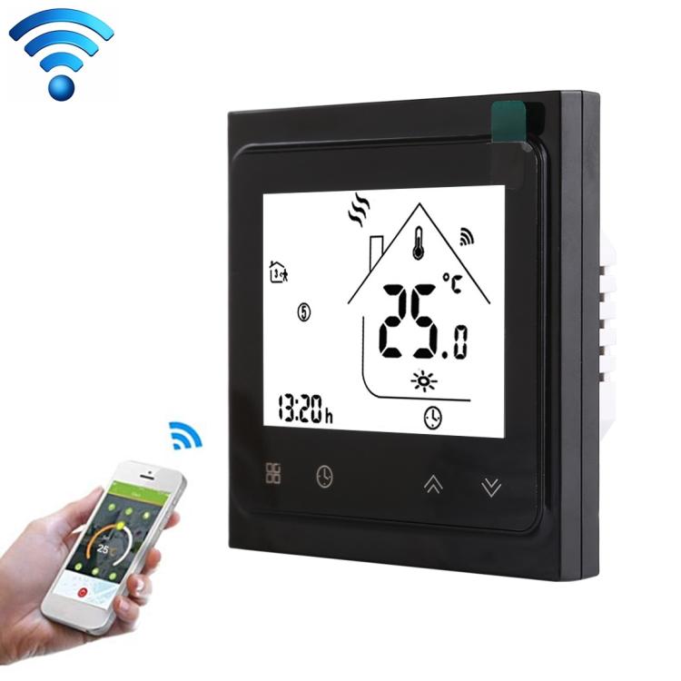 BHT-002GALW 3A Load Water Heating Type LCD Digital Heating Room Thermostat with Time Display, WiFi Control, BHT-002GBLW 3A (Black) Water Heating Type, BHT-002GBLW 3A (White) Water Heating Type BHT-002GBLW 3A (Black) Water Heating Type Black