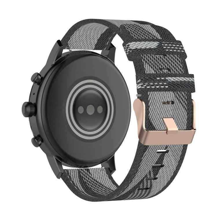 22mm Stripe Weave Nylon Wrist Strap Watch Band for Fossil Gen 5 Carlyle, Gen 5 Julianna, Gen 5 Garrett, Gen 5 Carlyle HR