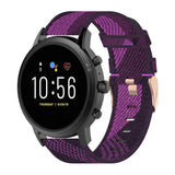 22mm Stripe Weave Nylon Wrist Strap Watch Band for Fossil Gen 5 Carlyle, Gen 5 Julianna, Gen 5 Garrett, Gen 5 Carlyle HR