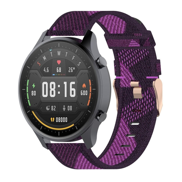 22mm Stripe Weave Nylon Wrist Strap Watch Band for Xiaomi Mi Watch Color, Garmin Vivoactive 4