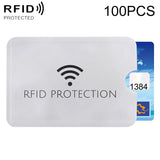100pcs Aluminum Foil Anti Theft RFID Blocking Sleeve Card Protector, Size: 9.1*6.3cm, RFID Protection 100pcs RFID Protection 100pcs