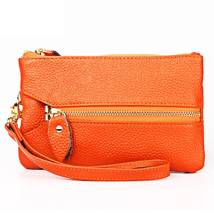 2001 Horizontal Square Litchi Texture Wallet Clutch Bag for Ladies, with Detachable Hand Strap & 6 Key Rings, Orange, Pink, Green, Yellow