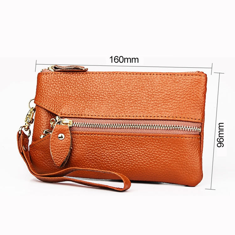2001 Horizontal Square Litchi Texture Wallet Clutch Bag for Ladies, with Detachable Hand Strap & 6 Key Rings, Orange, Pink, Green, Yellow