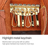 2001 Horizontal Square Litchi Texture Wallet Clutch Bag for Ladies, with Detachable Hand Strap & 6 Key Rings, Orange, Pink, Green, Yellow