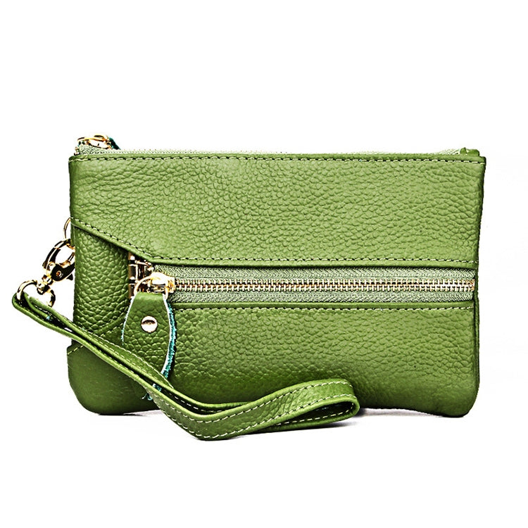 2001 Horizontal Square Litchi Texture Wallet Clutch Bag for Ladies, with Detachable Hand Strap & 6 Key Rings, Orange, Pink, Green, Yellow Green Green