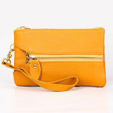2001 Horizontal Square Litchi Texture Wallet Clutch Bag for Ladies, with Detachable Hand Strap & 6 Key Rings, Orange, Pink, Green, Yellow Yellow Yellow