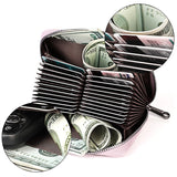 KB195 Zipper Cowhide Leather Double Row Organ Shape Multiple Card Slots Anti-magnetic RFID Wallet Clutch Bag for Ladies, KB195 Rose Red, KB195 Black, KB195 Coffee, KB195 Pink, KB195 Purple