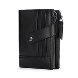 TP-196 Multi-functional Retro Cowhide Leather Multiple Card Slots Dual zipper RFID Wallet
