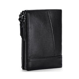 TP-196 Multi-functional Retro Cowhide Leather Multiple Card Slots Dual zipper RFID Wallet