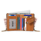 TP-196 Multi-functional Retro Cowhide Leather Multiple Card Slots Dual zipper RFID Wallet