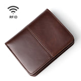 TP-195 Oilskin Leather Multi-functional Change Purse RFID Leather Wallet Coffee