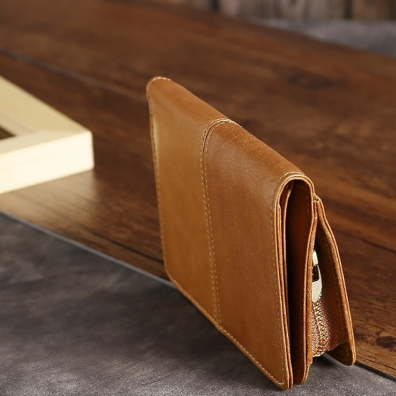 TP-195 Oilskin Leather Multi-functional Change Purse RFID Leather Wallet