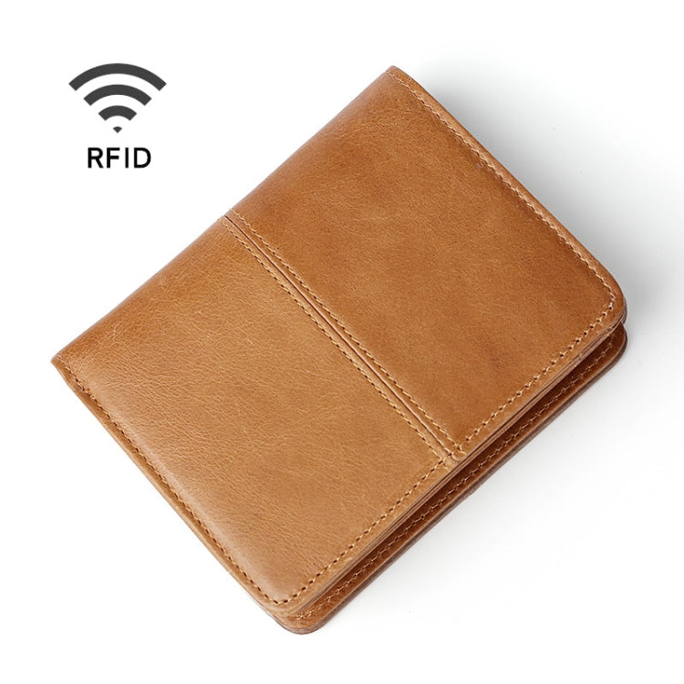 TP-195 Oilskin Leather Multi-functional Change Purse RFID Leather Wallet Brown
