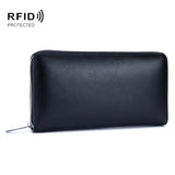 Two-Layer Cowhide Leather Organ Card Holder Multiple-Card RFID Anti-Theft Wallet Bag Black