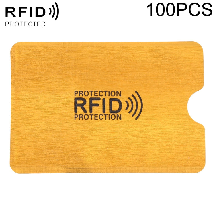 100 PCS Aluminum Foil Anti Theft RFID Blocking Sleeve Card Protector, Size: 9.1*6.3cm, RFID 100pcs (Gold), RFID 100pcs (Silver) RFID 100pcs (Gold) Gold