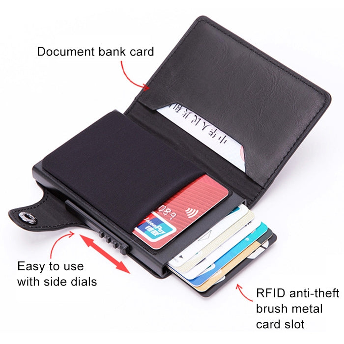 X-51 Automatically Pop-up Card Type Anti-magnetic RFID Anti-theft PU Leather Wallet with Card Slots, X-51 with Card Slots Blue, X-51 with Card Slots Apricot, X-51 with Card Slots Black, X-51 with Card Slots Coffee
