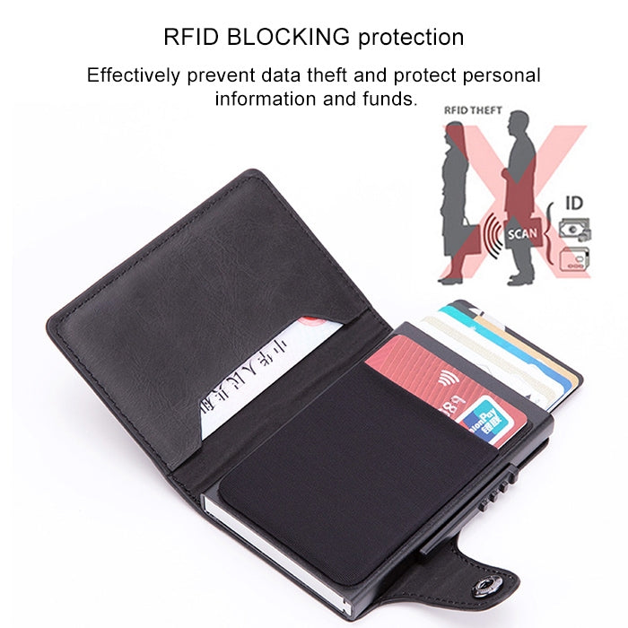 X-51 Automatically Pop-up Card Type Anti-magnetic RFID Anti-theft PU Leather Wallet with Card Slots, X-51 with Card Slots Blue, X-51 with Card Slots Apricot, X-51 with Card Slots Black, X-51 with Card Slots Coffee