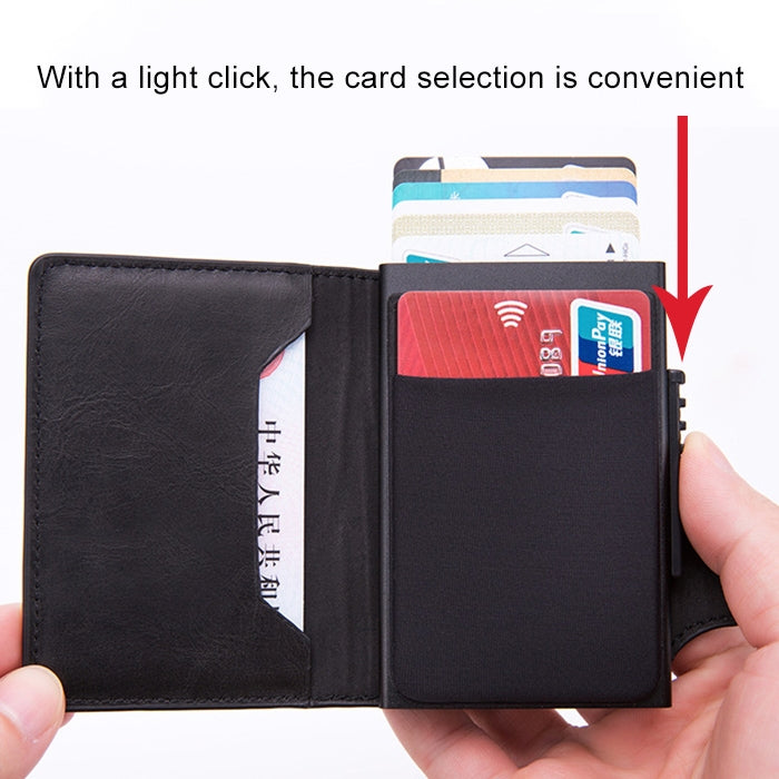 X-51 Automatically Pop-up Card Type Anti-magnetic RFID Anti-theft PU Leather Wallet with Card Slots, X-51 with Card Slots Blue, X-51 with Card Slots Apricot, X-51 with Card Slots Black, X-51 with Card Slots Coffee