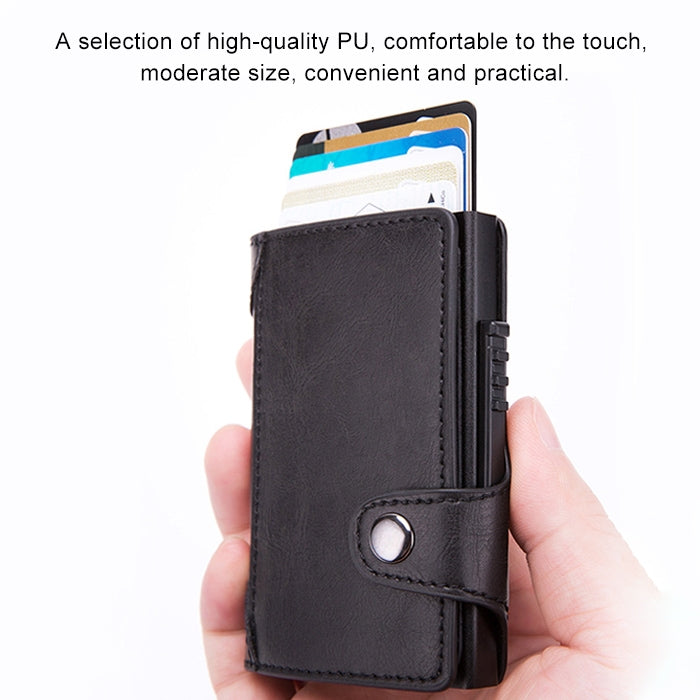 X-51 Automatically Pop-up Card Type Anti-magnetic RFID Anti-theft PU Leather Wallet with Card Slots, X-51 with Card Slots Blue, X-51 with Card Slots Apricot, X-51 with Card Slots Black, X-51 with Card Slots Coffee