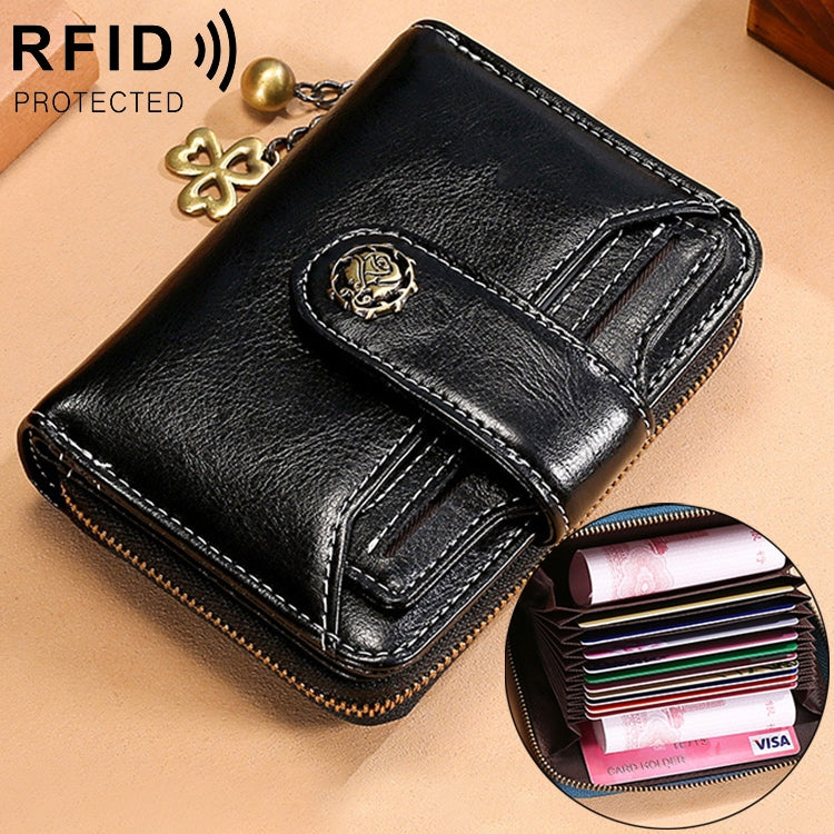 3522 Short Anti-magnetic RFID Wallet Multi-function Wallet for Ladies, with Card Slots Black