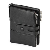 3529 Retro Crazy Horse Texture Double Zipper Anti-magnetic RFID Wallet for Man with Card Slots