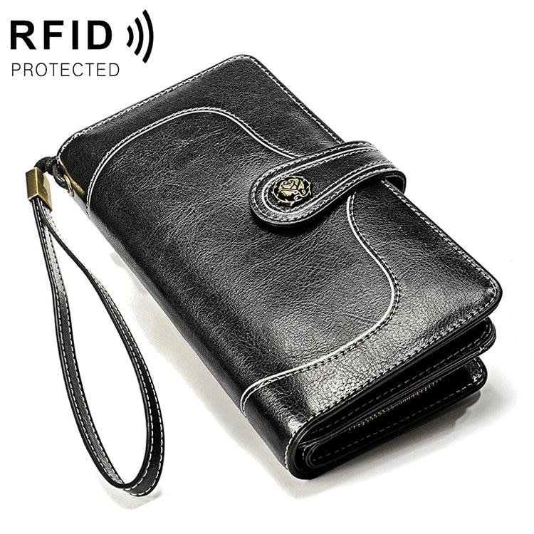 3555 Large Capacity Long Multi-function Anti-magnetic RFID Wallet Clutch for Ladies with Card Slots Black