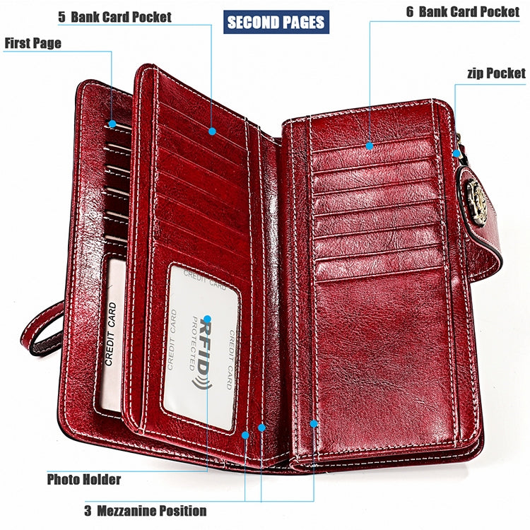 3555 Large Capacity Long Multi-function Anti-magnetic RFID Wallet Clutch for Ladies with Card Slots