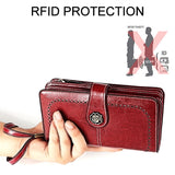 3555 Large Capacity Long Multi-function Anti-magnetic RFID Wallet Clutch for Ladies with Card Slots