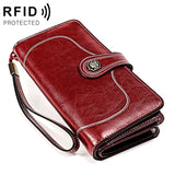 3555 Large Capacity Long Multi-function Anti-magnetic RFID Wallet Clutch for Ladies with Card Slots Red